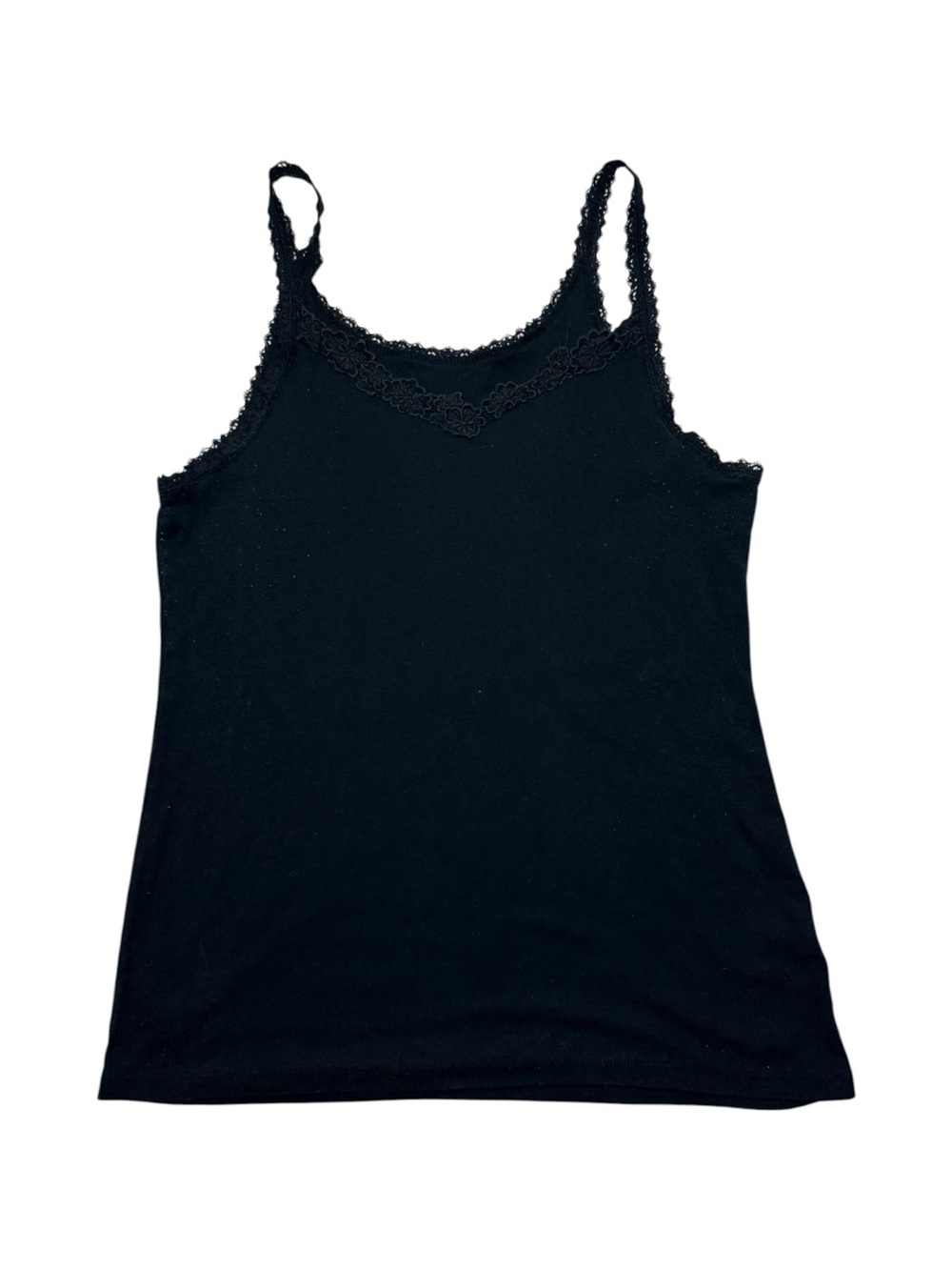 Y2K Black Lace Trim Cami Tank Top XL Stretch Fairy Grunge